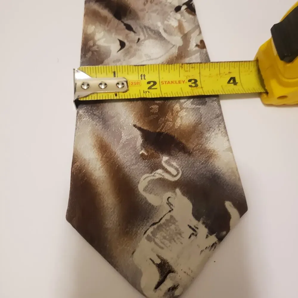 Century Silk Co Vintage Men's Brown Tie & Handkerchief 3x58 #33R